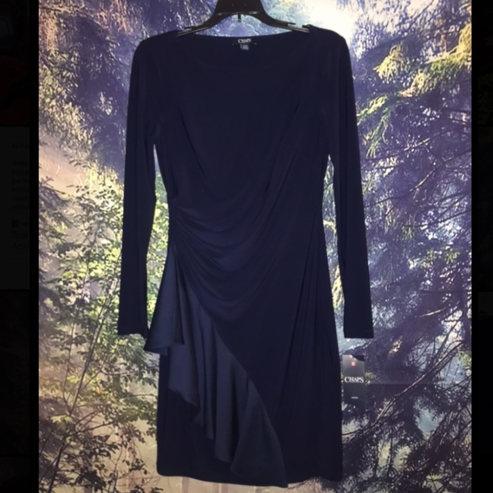 CHAPS Navy Blue Ruffle Dress